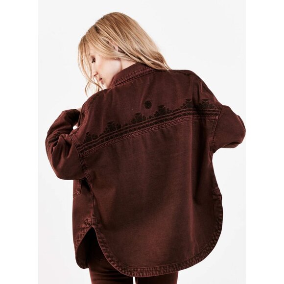 Dear John Denim Gina Denim Shirt Jacket in Dark Mahogany - Sz XS - NWT - Picture 6 of 9